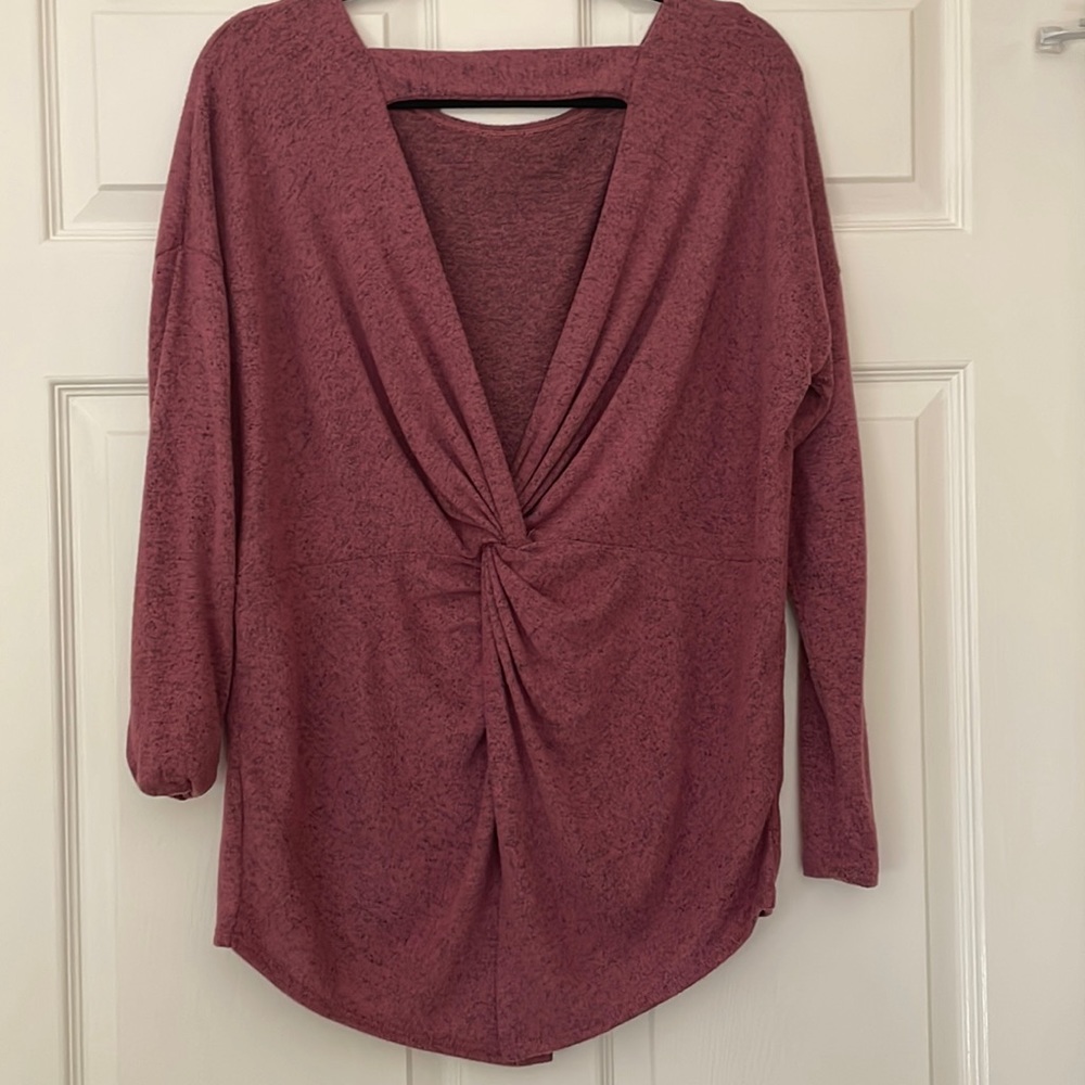 Super soft twist back detail sweater with top strap detail